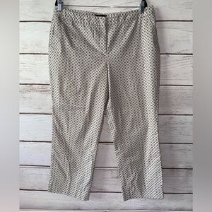 Dana Buchman Cream and Black Geometric Pant Size 16 Office Church School Casual